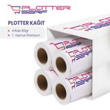 PlotterSarf 1.Hamur Premium Opak 45 cm 100 mt 4 Rulo 80 gr Plotter Çizim Kağıdı