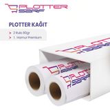 PlotterSarf 1.Hamur Premium Opak 62 cm 130 mt 2 Rulo 80 gr Plotter Çizim Kağıdı
