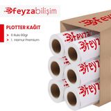 PlotterSarf 1.Hamur Premium Opak 62 cm 50 mt 6 Rulo 80 gr Plotter Çizim Kağıdı