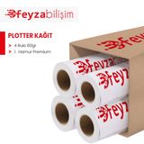 Plottersarf 1.Hamur Premium Opak 80 gr Plankopya Ozalit 107 cm 100 mt 4 Rulo Plotter Kağıdı
