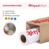 Plottersarf Microporous Satin Mat Waterprof 260 gr 152 cm 30 mt 1 Rulo Parlak Fotoğraf Kağıdı