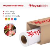 Plottersarf Waterprof Microporous 260 gr 107 cm 30 mt 1 Rulo Parlak Fotoğraf Kağıdı