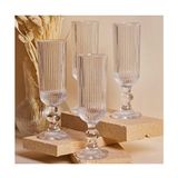PLT Design 6 Adet Kristal Ayaklı Kahve Yanı Su ve Meşrubat Bardağı Sunum Bardağı - Şeffaf - 195 ml