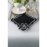Plt Design 6'Lı Gold Kelebek Desenli Siyah Linen Keten Kahve Yanı Kokteyl Sunum Peçetesi