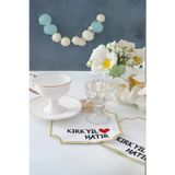 Plt Design 6'Lı Kırk Yıl Desenli Linen Keten Kahve Yanı Kokteyl Sunum Peçetesi