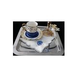 Plt Design 6'Lı Nazar Boncuk Desenli Linen Keten Kahve Yanı Kokteyl Sunum Peçetesi