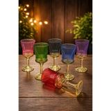 PLT Design Heren 6'lı Çift Renk Kristal Ayaklı Kahve Yanı Su Ve Meşrubat Bardağı 140ml