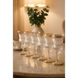 PLT Design Perla Gold 6'lı Yaldızlı Kahve Yanı Su Bardağı Kristal Ayaklı Su Bardağı 140ML - 1 Adet - Altın