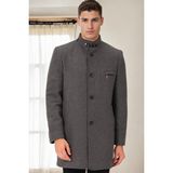 PLT8367 Dewberry Erkek Palto-Düz Gri-2 - XL