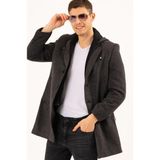 PLT8376 Dewberry Erkek Palto-Desenli Koyu Antrasit - 2XL