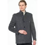 Plt8378 Dewberry Erkek Palto-Açık Desenli Antrasit