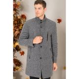 PLT8386 Dewberry Erkek Palto-Diagonal Açık Siyah-Gri