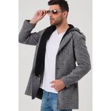 PLT8406 Dewberry Erkek Palto-Desenli Gri - XL