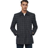 PLT9206 Dewberry Erkek Palto-Desenli Lacivert