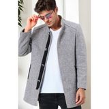 PLT9327 Dewberry Erkek Kaban-Diagonal Gri - XL