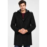 PLT9334 Dewberry Erkek Palto-Düz Siyah - XL