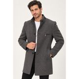 PLT9367 Dewberry Erkek Palto-Düz Gri-2
