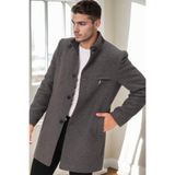 PLT9367 Dewberry Erkek Palto-Düz Gri