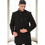 PLT9367 Dewberry Erkek Palto-Düz Siyah - 2XL
