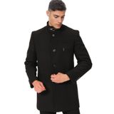 PLT9367 Dewberry Erkek Palto-Düz Siyah