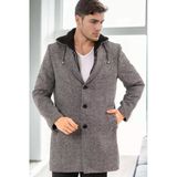PLT9376 Dewberry Erkek Palto-Desenli Gri