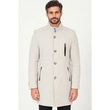 PLT9386 Dewberry Erkek Palto-Desenli Açık Gri-2 - M