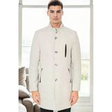 Plt9386 Dewberry Erkek Palto-Desenli Açık Gri