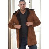 PLT9399 Dewberry Süet Görünümlü Erkek Palto-Açık Camel