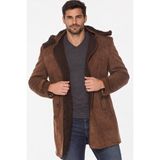 PLT9399 Dewberry Süet Görünümlü Erkek Palto-Açık Kahve