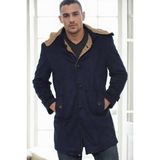 PLT9399 Dewberry Süet Görünümlü Erkek Palto-Lacivert