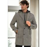 PLT9401 Dewberry Erkek Palto-Diagonal Gri