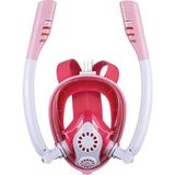 Pltech Çocuk Tam Yüz Şnorkel Maskesi – Çift Şnorkelli 180° Geniş Görüşlü Buğu Önleyici Yüzme ve Dalış Maskesi - Pembe
