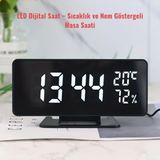 Pltech LED Dijital Masa Saati – Sıcaklık ve Nem Göstergeli, 3 Alarmlı, USB Kablolu Modern Masa Saati - Siyah