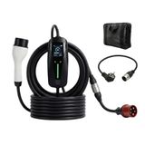 Pluginn 22 kW Taşınabilir Mobil 6 Metre Elektrikli Araç Şarj İstasyonu Tip 2 | 32A | 5 Pin CEE Adaptör ve Schuko Adaptör | Otomatik Akım Ayarı | Taşıma Çantalı