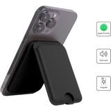 Pluginn Apple iPhone İçin Magsafe Deri Cüzdan Kartlık | Mfı Lisans Apple Find My Özellikli Takip Edilebilir | Vantablack Siyah