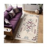 Plum Kadife Kaymaz Pamuk Tabanlı Yıkanabilir Antibakteriyel Salon Halısı (120X180, Kilim Desenli) - 374-Yeşil