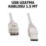 Plus Bilişim Usb Uzatma Kablosu 1.5 Metre Erkek - Dişi Usb 2.0 Yüksek Hız Şeffaf A+ Kalite Plus Bilişim