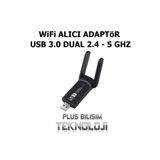 Plus Bilişim Wifi Alıcı Adaptör AC1200 Mbps Usb 3.0 Çift Antenli 2.4 ve 5 Ghz Destekli Tak Kullan