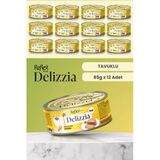 Plus Delizzia / Kıyılmış Tavuklu Yetişkin Kedi Maması 85G X 12 Adet