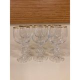 Plus Home Bardak Bohemia Kristal Kahve Yanı Gümüş Şeritli 6'lı Kadeh Yükseklik 13 cm Çapı 6 cm - Altın