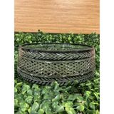 Plus Home Kase Salata Sunum Şeffafa Siyah Kesme Kristal Cam El Işçiliği Yuvarlak Ortaboy Çapı 21 cm - Siyah Şeffaf