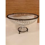 Plus Home Kase Salata Veya Meyvelik Yuvarlak Kesme Cam Döküm Pirinç Renk Antik Eskitme Çapı 32 cm Yükseklik 20 cm - Antik Altın