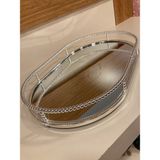 Plus Home Tepsi Dekoratif Oval Aynalı Model Döküm Pirinç Renk Gümüş Boyutu 38X26 cm