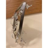Plus Home Tepsi Pirinç Kulplu Aynalı Ayaklı Model Mini Boy Renk Gümüş Çapı 22X16 cm