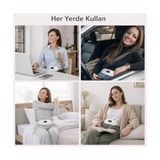 Plus Moda Isıtmalı Titreşimli Şarjlı Masaj Kemeri - Regl Kemeri - Bel ve Karın Masaj Aleti (Mor) - 000-Siyah
