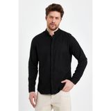 Plus Ninety Plusninety Hakim Yaka%97 Cotton%3 Likra Slim Fit Erkek Gömlek Siyah M
