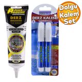 Plus Proline Derz Dolgu 380 Gr Beyaz Kuruyan Su Bazli Kokusuz Kalici Derz Kalemi Beyaz (2Li Set)