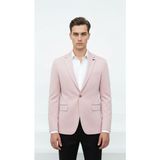 Plus Scorpion Açık Pembe Erkek Italyan Kesim Blazer Ceket – Kol Yamali, Slim Fit, Şık ve Modern Tasarım - 6 Drop - 46