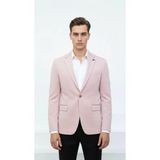 Plus Scorpion Açık Pembe Erkek İtalyan Kesim Blazer Ceket – Kol Yamali, Slim Fit, Şık Ve Modern Tasarım