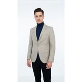 Plus Scorpion Ekoseli Slim Fit Erkek Blazer Ceket – Şık Modern Tasarım, Tek Düğmeli - 48 - 6 Drop - Açık Bej